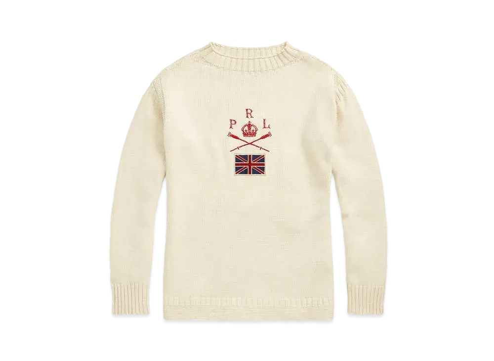 Polo Ralph Lauren Flag Cotton-Linen Mock-Neck Sweater "Natural"
