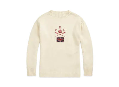 Polo Ralph Lauren Flag Cotton-Linen Mock-Neck Sweater "Natural"