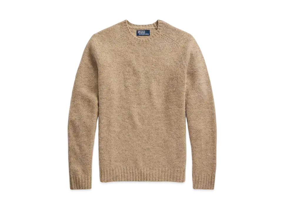 Polo Ralph Lauren Suede Patch Crew Neck Sweater "Brown"