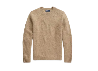 Polo Ralph Lauren Suede Patch Crew Neck Sweater "Brown"