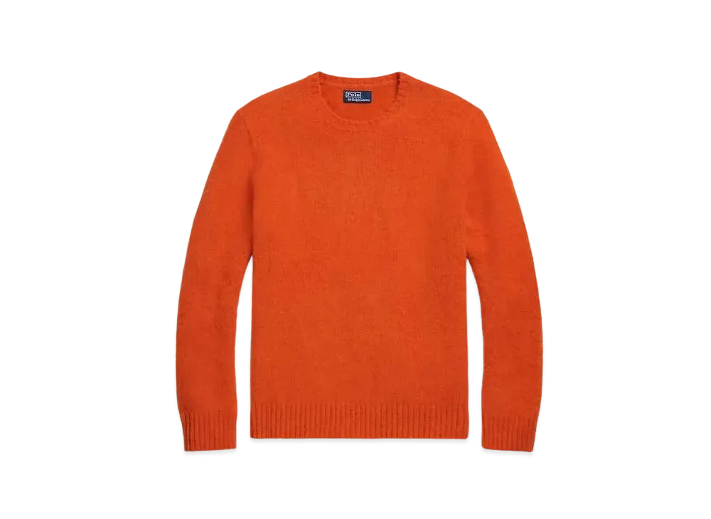 Polo Ralph Lauren Suede-Patch Wool-Cashmere Sweater "Orange"