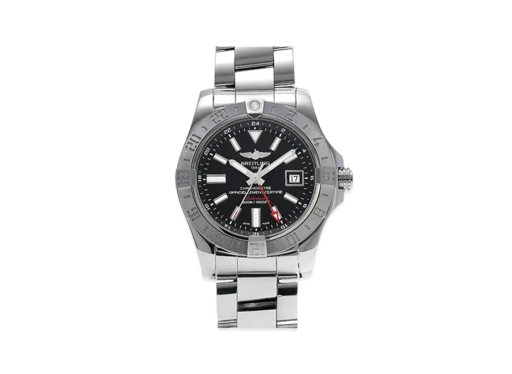 Breitling Avenger II GMT "Black/Stainless Steel"