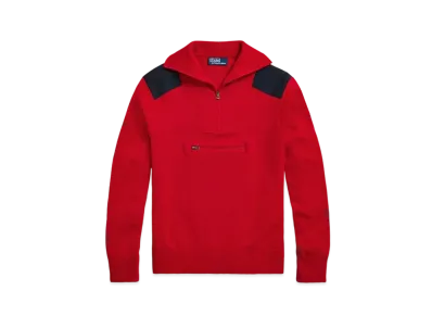 Polo Ralph Lauren Cotton Quarter-Zip Hybrid Sweater "Red"
