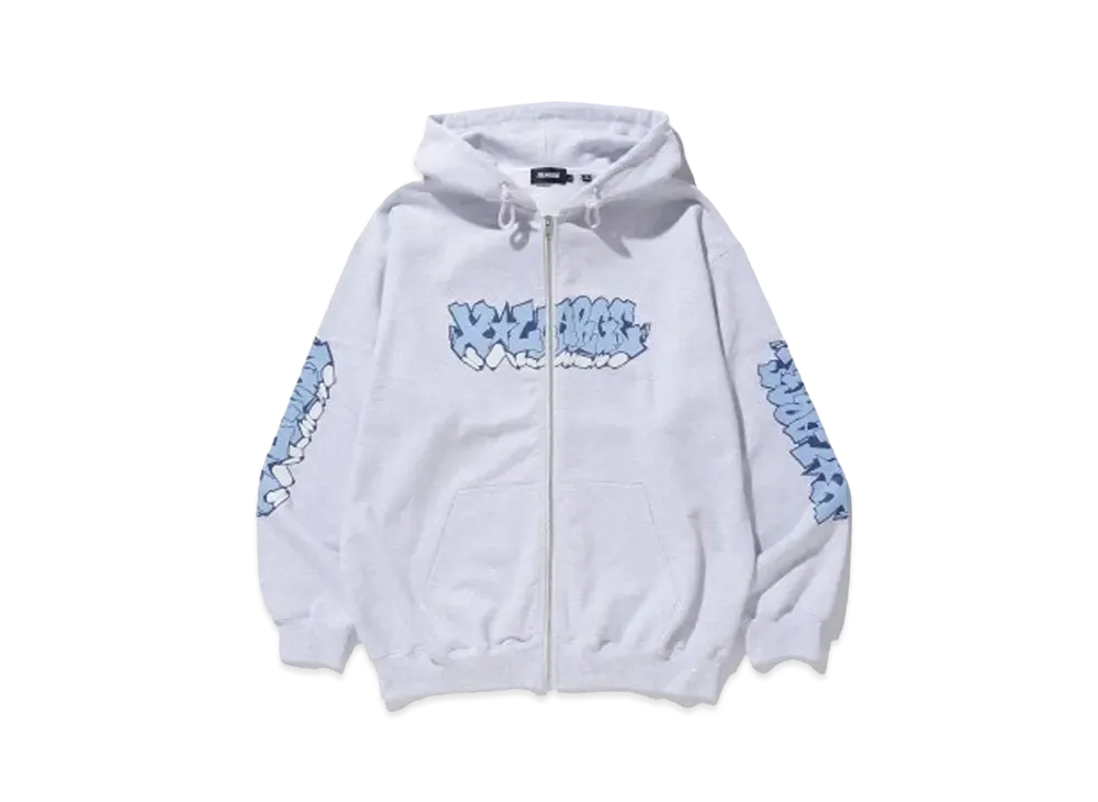 XLARGE GRAFFITI ZIP UP HOODED SWEATSHIRT "ASH"