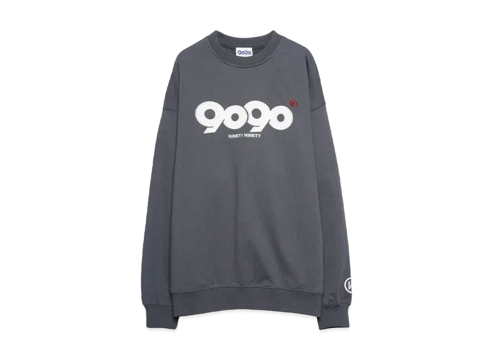 9090 9090 OG Logo Satin Crewneck Sweat (Light) "Charcoal Black"