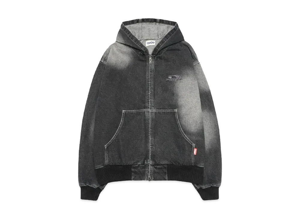 9090 Heisei Logo Denim Zip Hoodie 