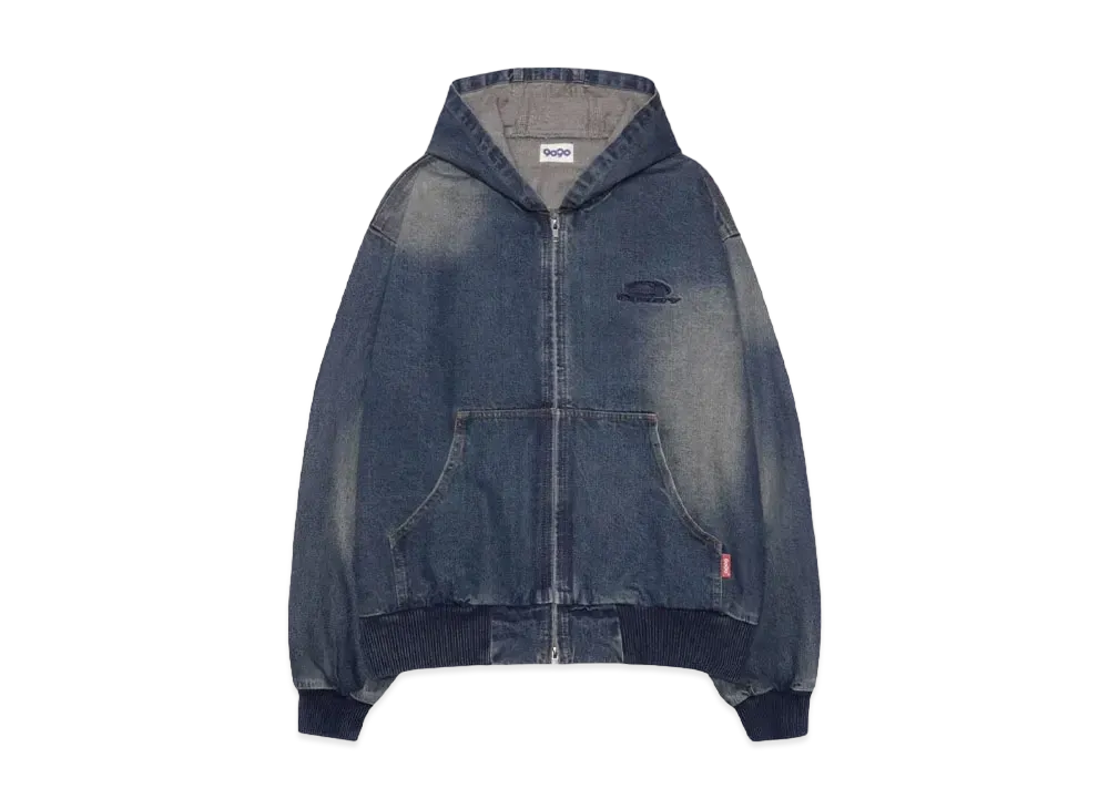 9090 Heisei Logo Denim Zip Hoodie 