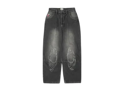 9090 Heisei Logo Buggy Denim Pants "Black"
