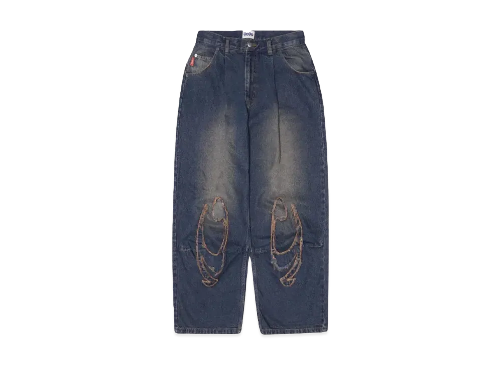 9090 Heisei Logo Buggy Denim Pants "Indigo Yellow"