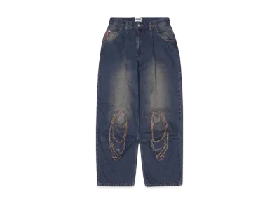 9090 Heisei Logo Buggy Denim Pants "Indigo Yellow"
