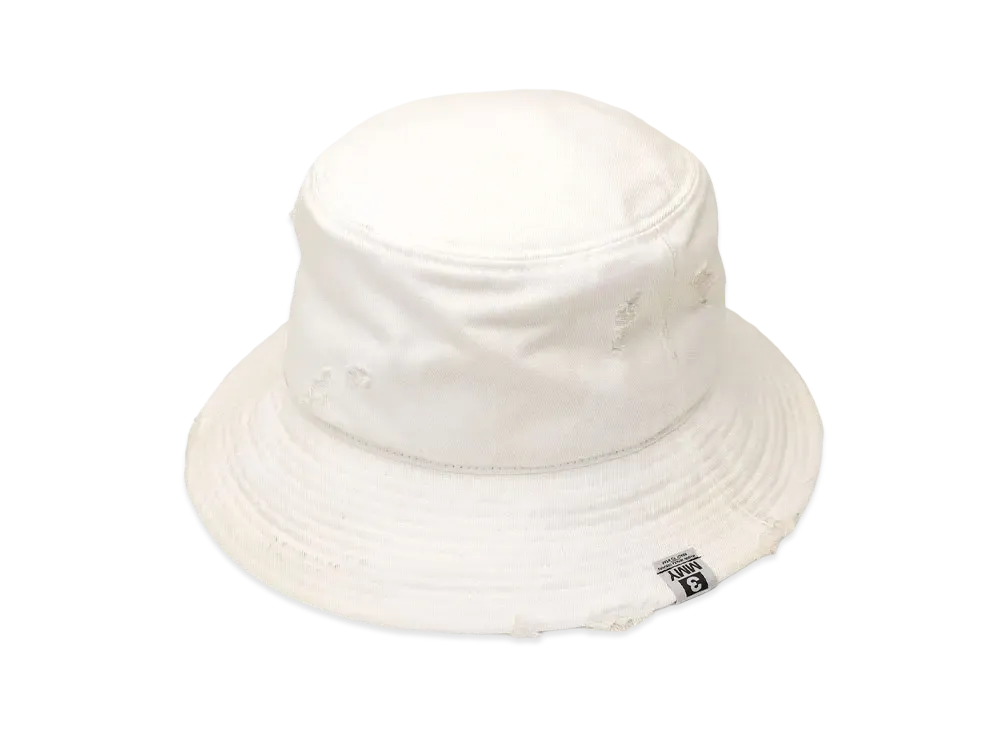 Maison MIHARA YASUHIRO Damaged Canvas Big Hat "White"