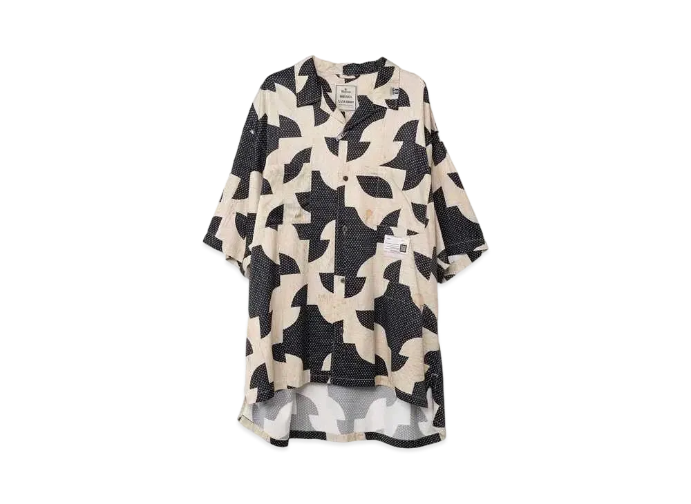 Maison MIHARA YASUHIRO Drunker's Path Quilt Printed Half Sleeve Shirt "Black"