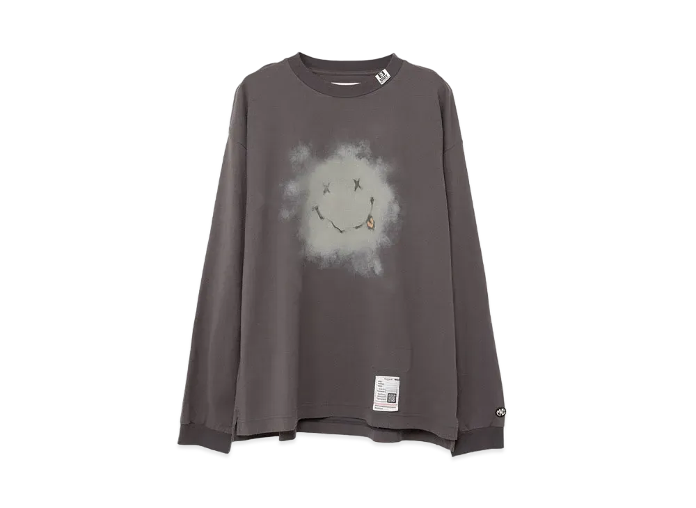 Maison MIHARA YASUHIRO Distressed Smily Face Printed Long Sleeve T-shirt "Black"