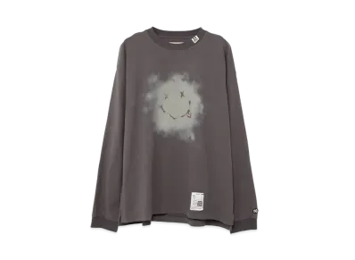 Maison MIHARA YASUHIRO Distressed Smily Face Printed Long Sleeve T-shirt "Black"