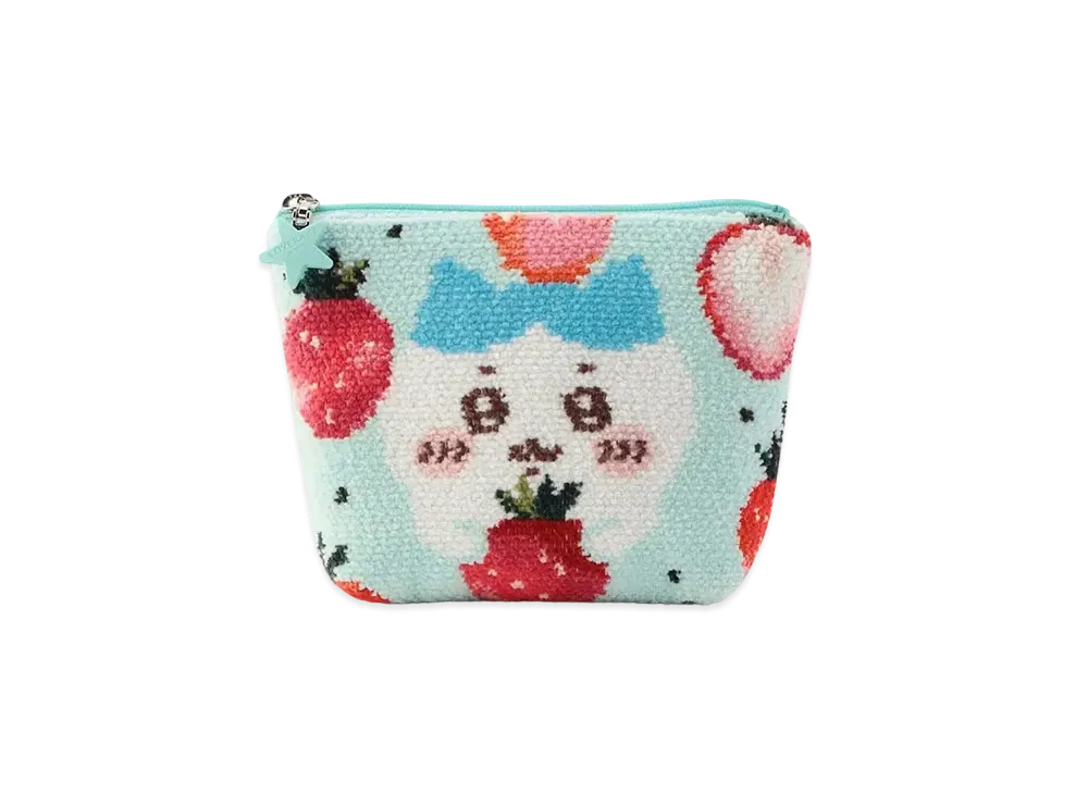 FEILER x Chiikawa Hachiware Strawberry Dots Pouch "PaleGreen/Green"
