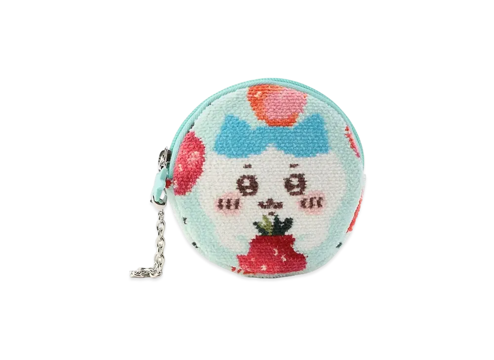 FEILER x Chiikawa Hachiware Strawberry Dots Circle Pouch "PaleGreen/Green"