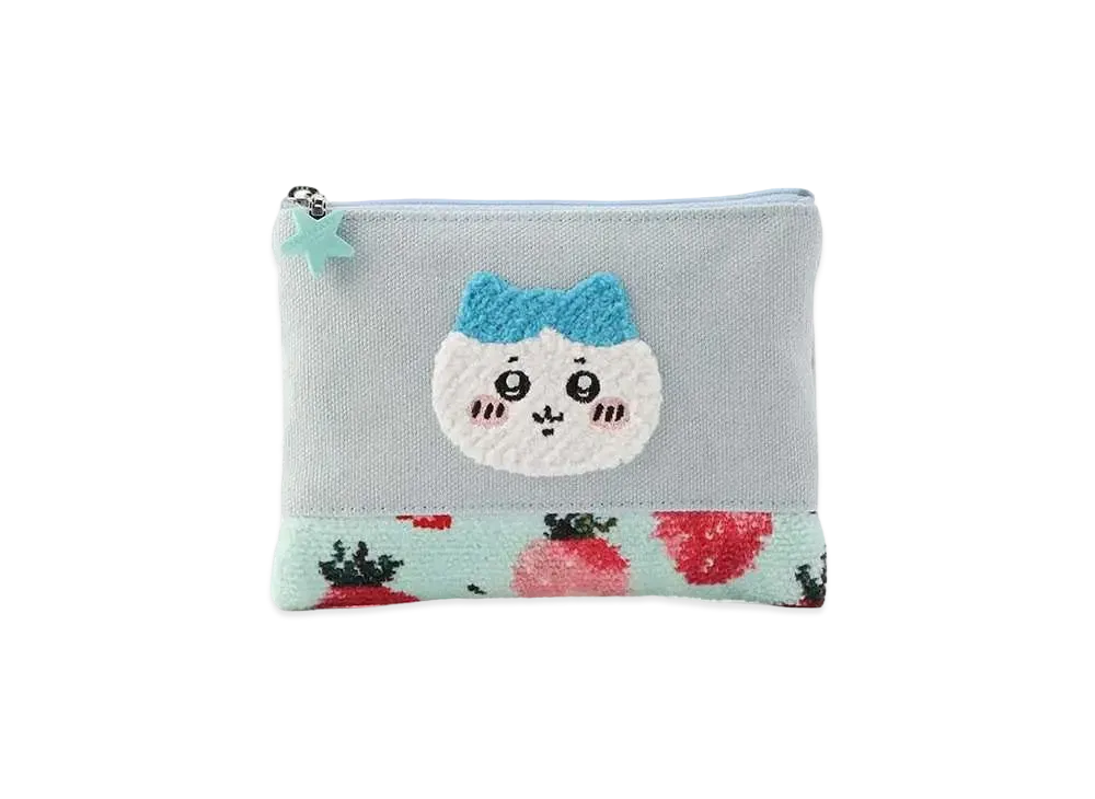 FEILER x Chiikawa Hachiware Strawberry Dots Embroidery Pouch "PaleGreen/Green"