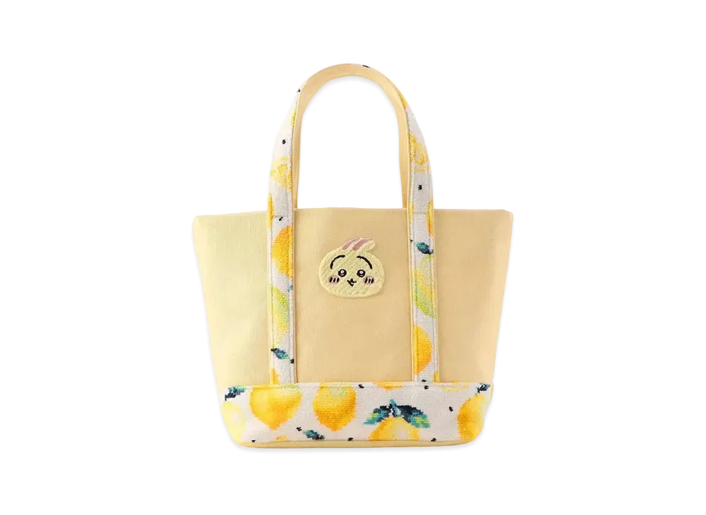FEILER x Chiikawa Usagi Lemon Dots Embroidery Tote Bag "White/Yellow"