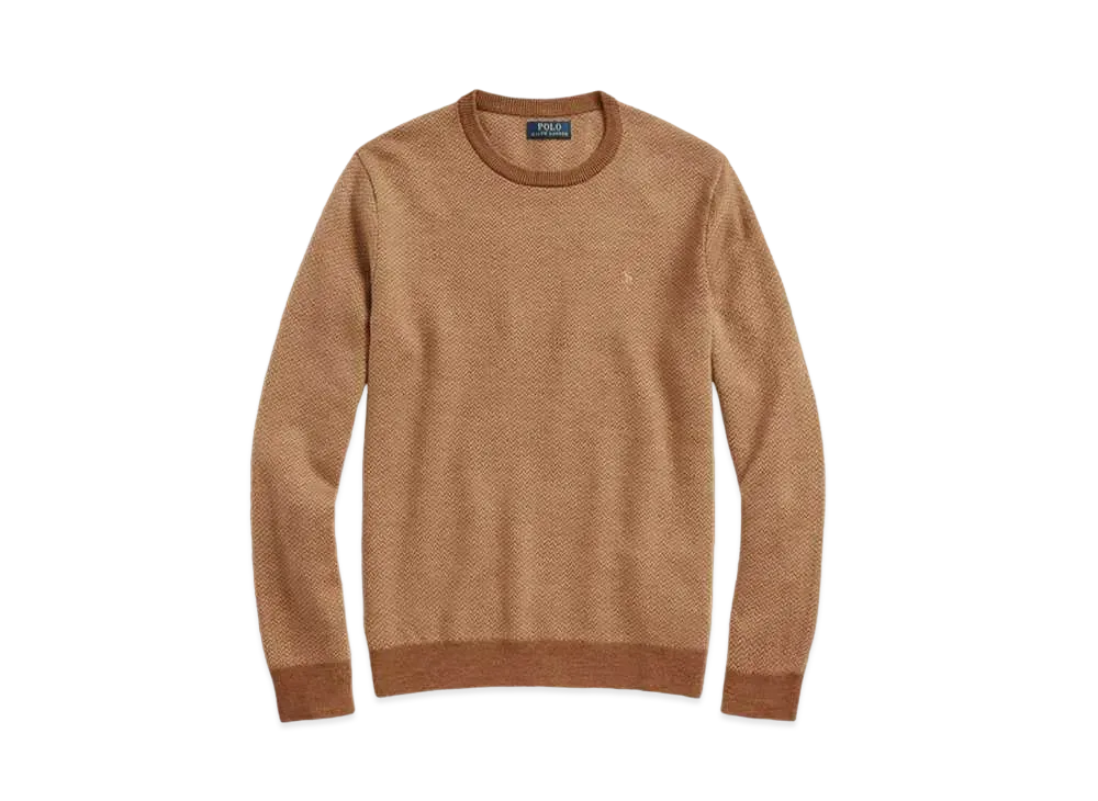 Polo Ralph Lauren Herringbone-Knit Washable Wool Sweater "Brown"