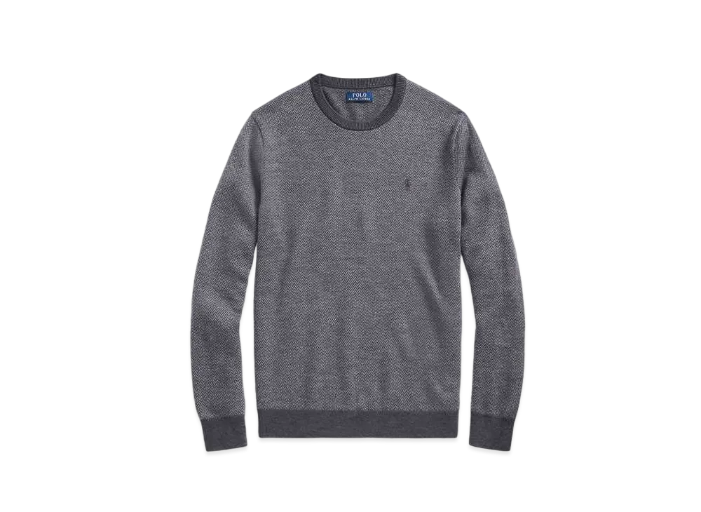 Polo Ralph Lauren Herringbone-Knit Washable Wool Sweater "Gray"