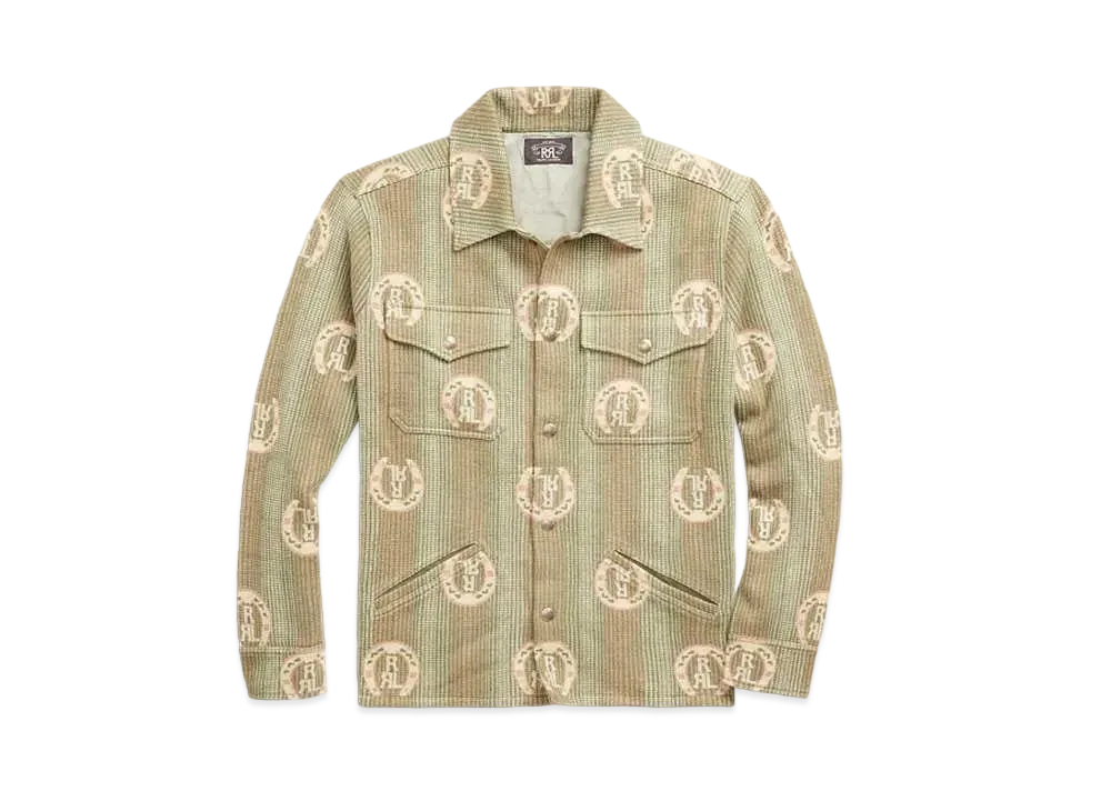 RRL Ralph Lauren (Limited Collection) Horseshoe Logo Cotton Overshirt Sweater "Green"