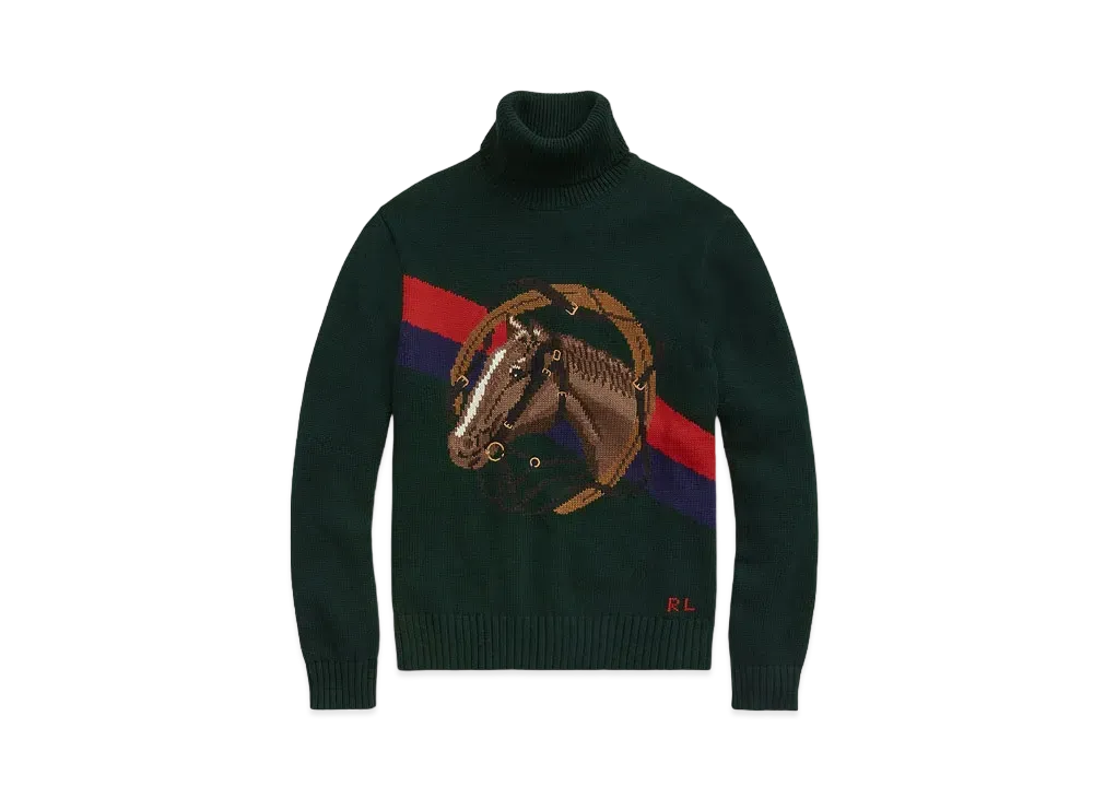 Polo Ralph Lauren Horsehead Cotton Turtleneck Sweater "Green"