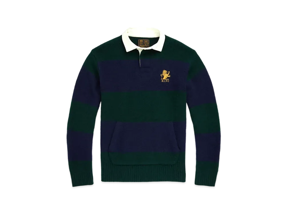 Polo Ralph Lauren Striped Wool Cashmere Rugby Sweater "Green"