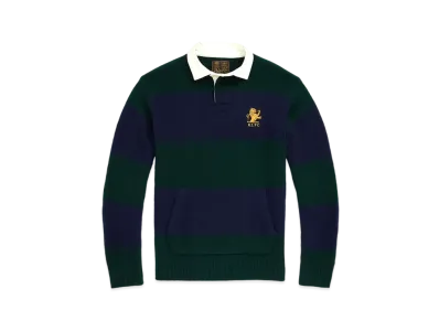 Polo Ralph Lauren Striped Wool Cashmere Rugby Sweater "Green"