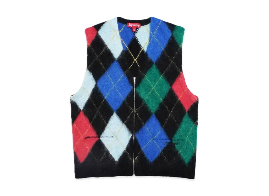 Supreme Brushed Argyle Zip Up Vest Supreme Brushed Argyle Zip Up Vest