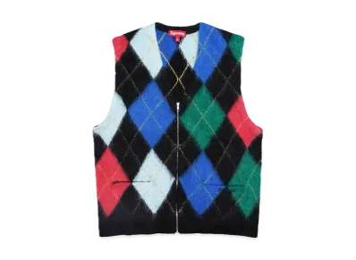 Supreme Brushed Argyle Zip Up Vest "Black"