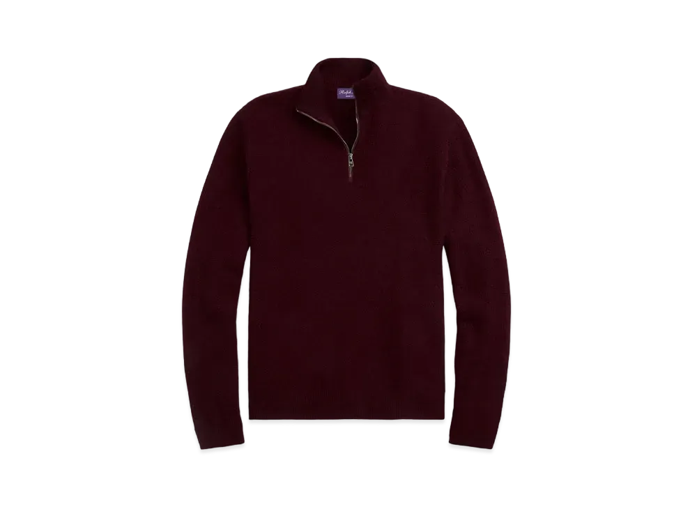 Ralph Lauren Purple Label Cashmere Quarter-Zip Sweater "Red"