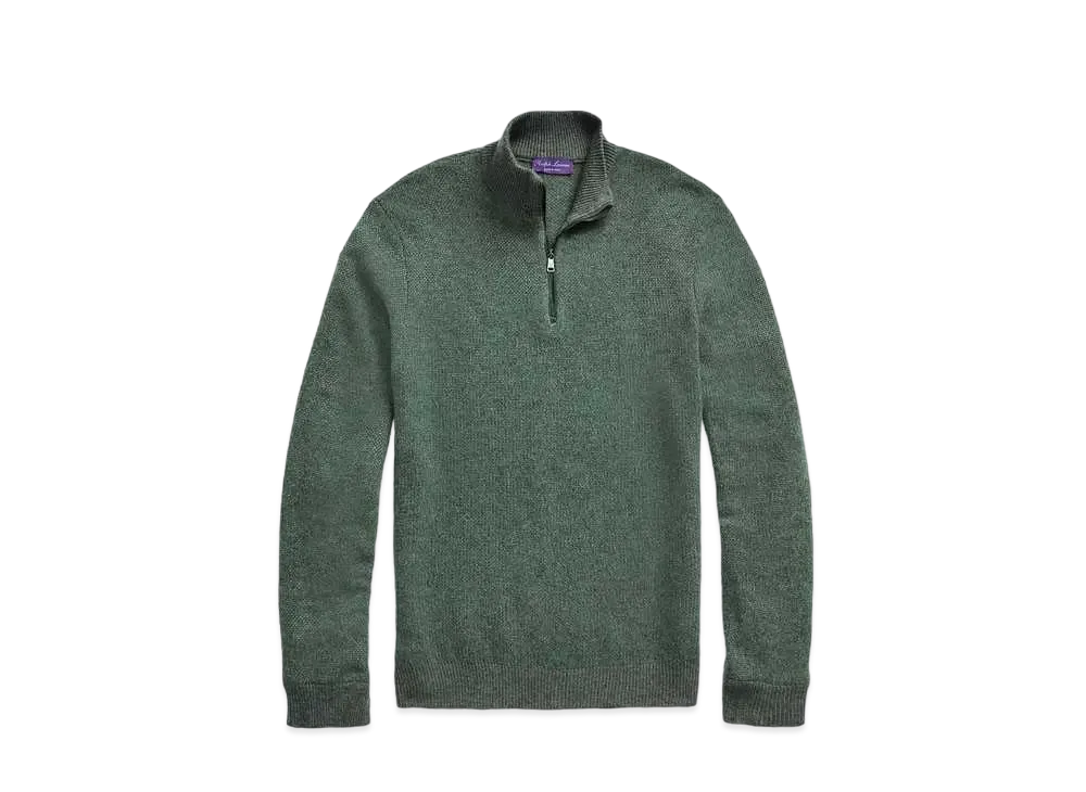 Ralph Lauren Purple Label Cashmere Quarter-Zip Sweater "Green"