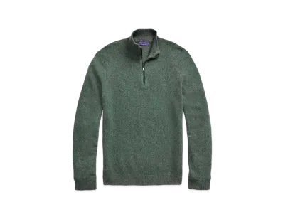 Ralph Lauren Purple Label Cashmere Quarter-Zip Sweater "Green"