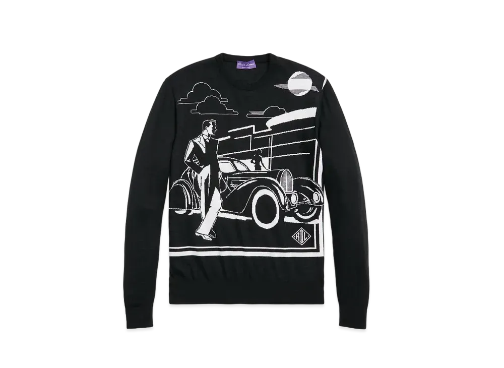 Ralph Lauren Purple Label Cashmere Graphic Sweater "Black"