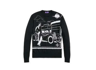Ralph Lauren Purple Label Cashmere Graphic Sweater "Black"