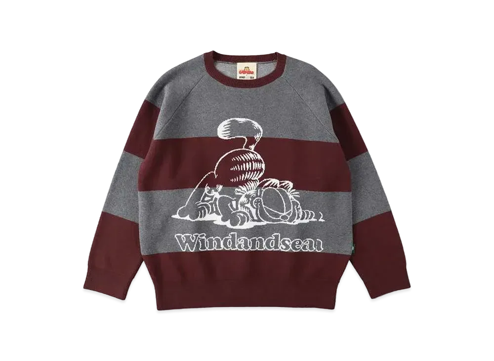 WIND AND SEA x GARFIELD Border Crew Knit "Charcoal"