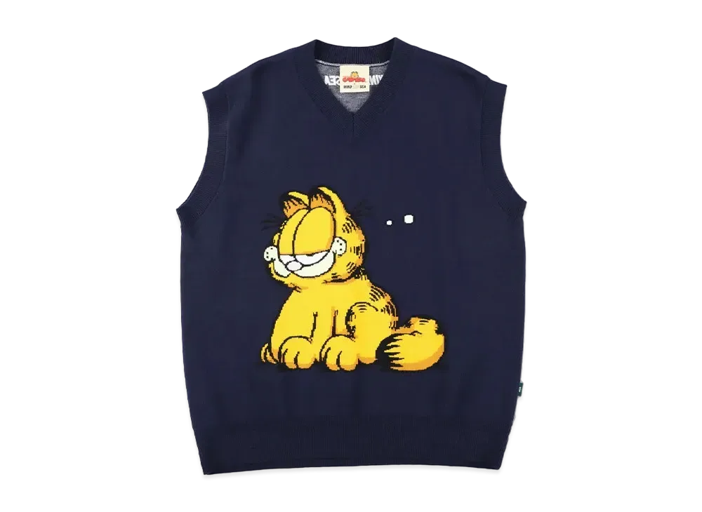 WIND AND SEA x GARFIELD Knit Vest "Navy"
