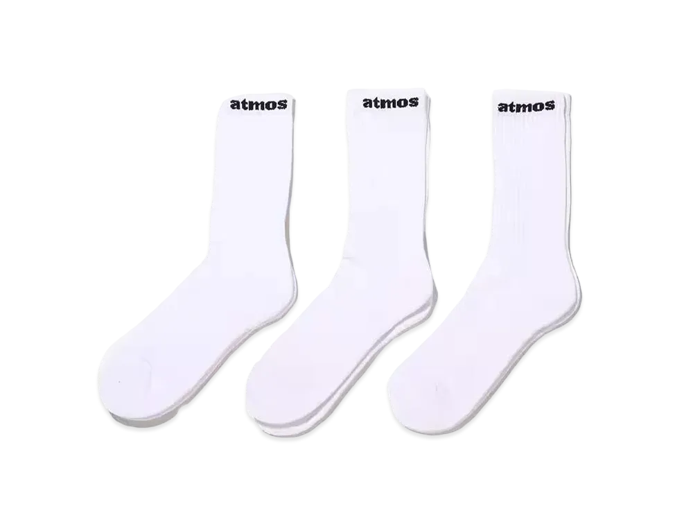 atmos Small Jacquard Logo 3P Socks "White"