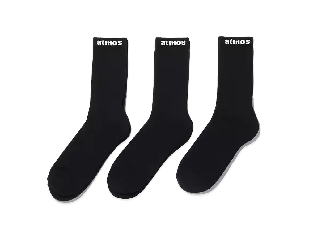 atmos Small Jacquard Logo 3P Socks "Black"