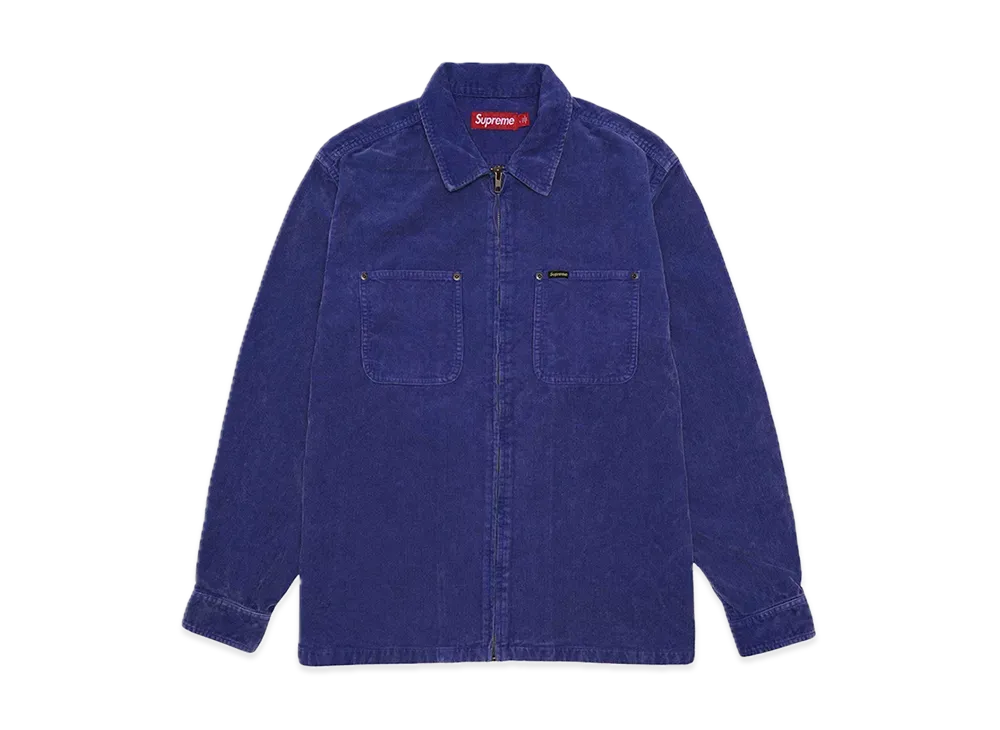 Supreme Washed Corduroy Zip Up Shirt "Blue"