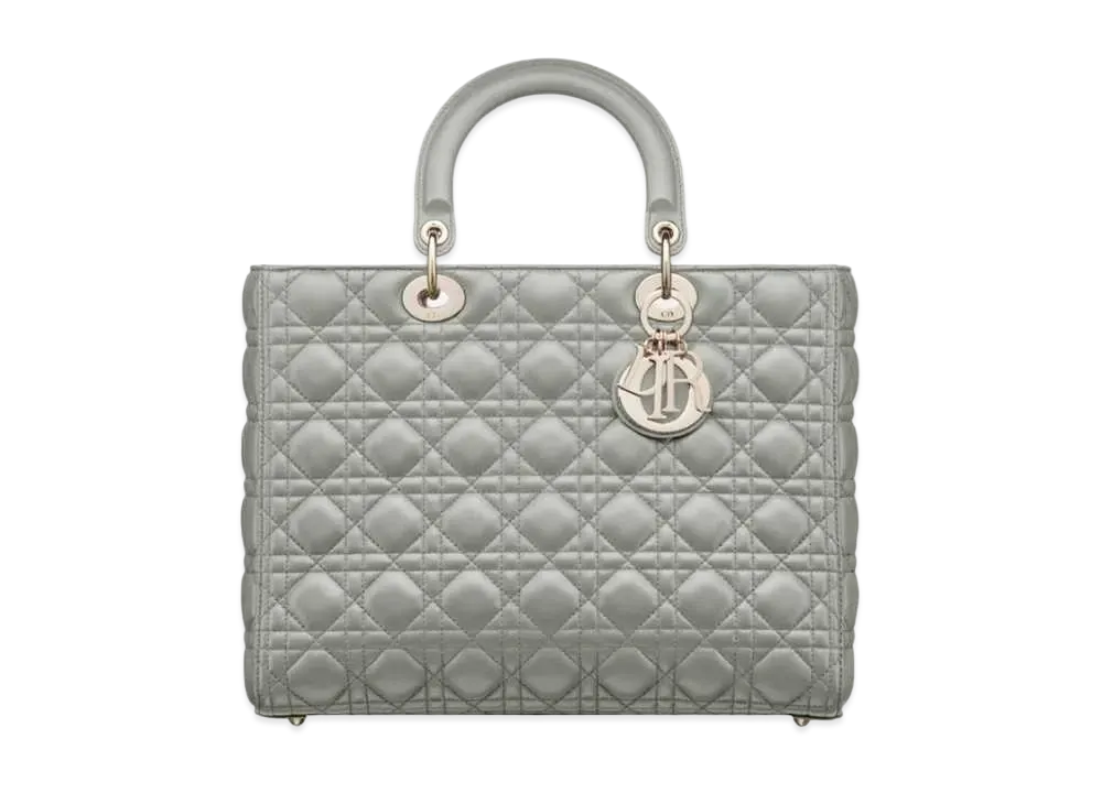 Dior Large Lady Bag Cannage Lambskin "Gray"