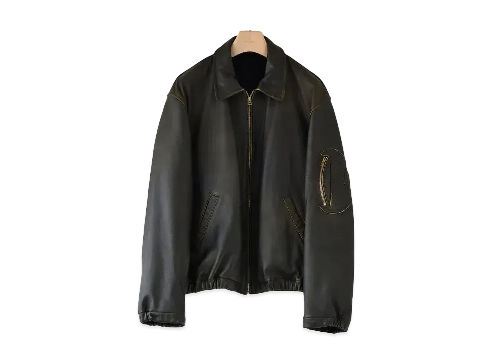 COMOLI Leather Zip Blouson "Brown"