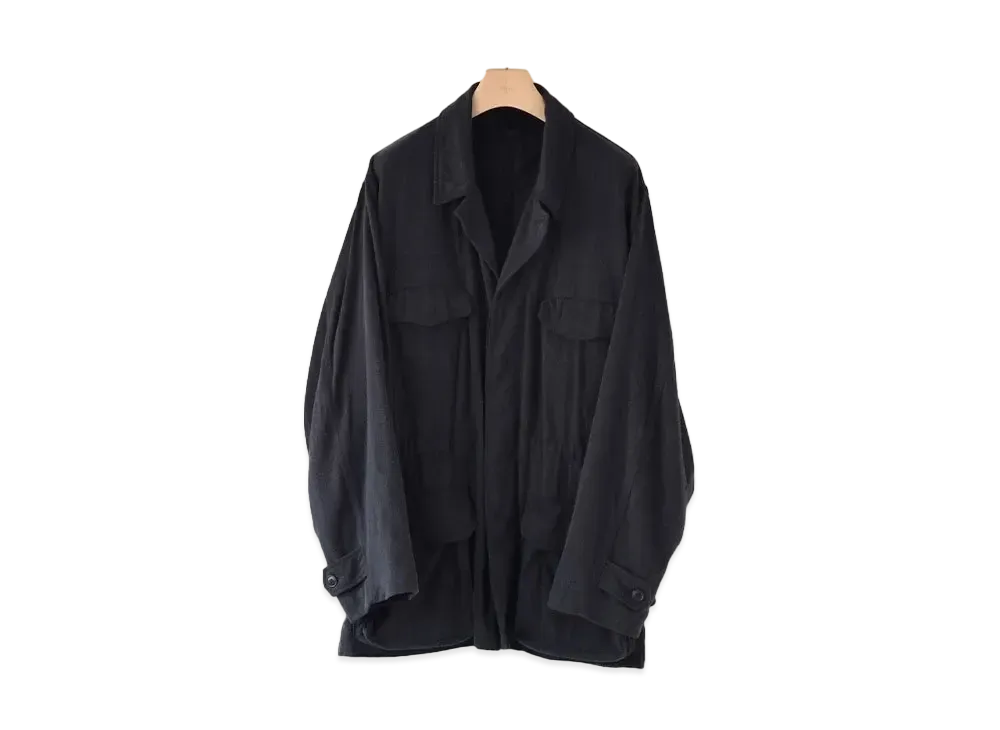 COMOLI Silk Nap Military Jacket "Black"