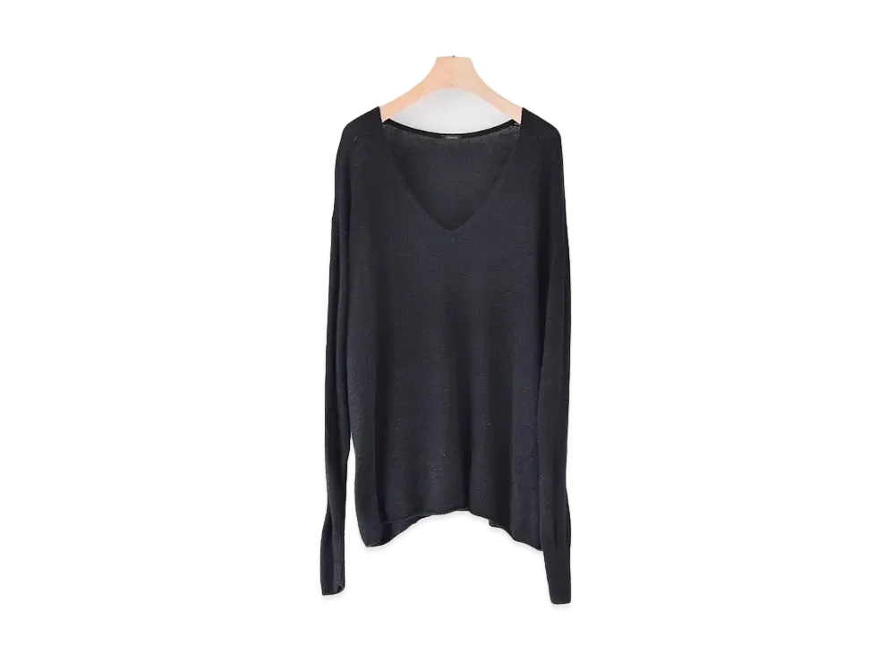 COMOLI Black V-Neck Knit "Black"