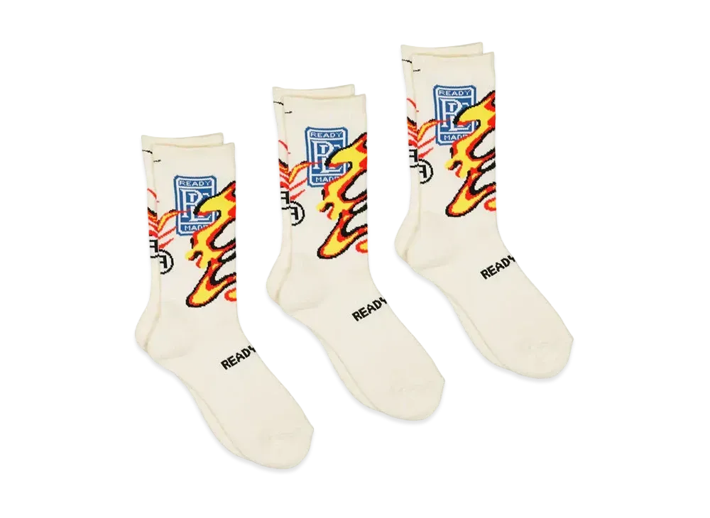 READYMADE Fire Crew Socks Set Of 3 "White"