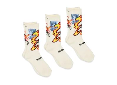 READYMADE Fire Crew Socks Set Of 3 "White"
