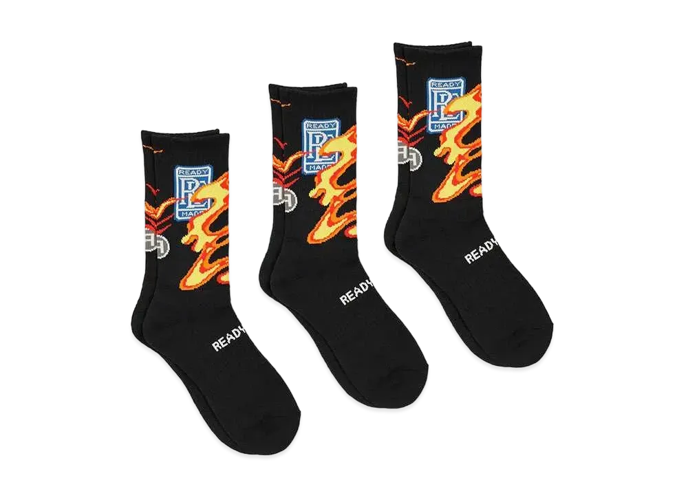 READYMADE Fire Crew Socks Set Of 3 "Black"