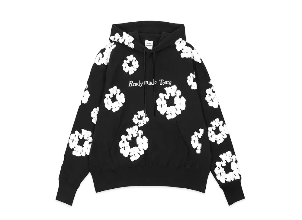 レディメイド x デニム ティアーズ コットン リース フーディー "ブラック/ホワイト"