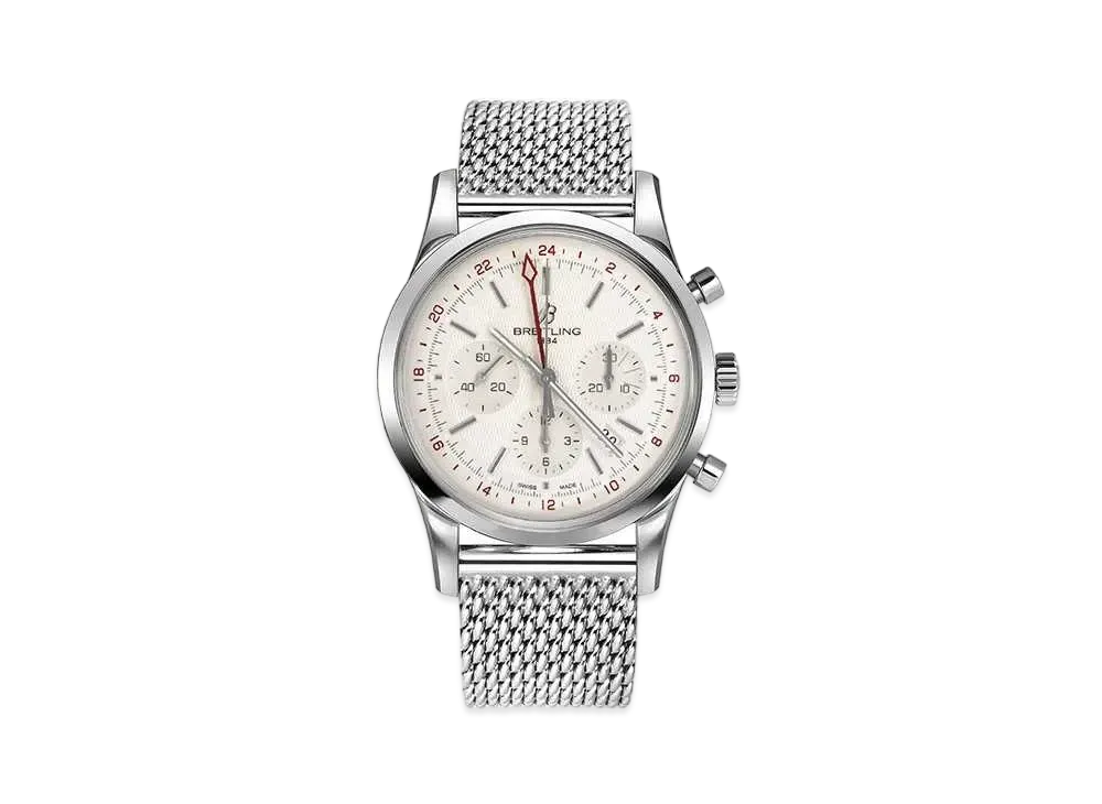 Breitling Transocean Chronograph GMT "Silver/Stainless Steel"