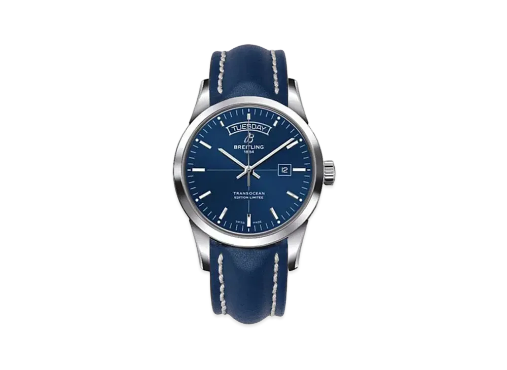 Breitling Transocean Day & Date "Blue/Stainless Steel"